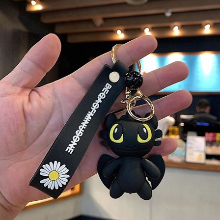 Hur man tränar din drake Nyckelring Anime Samlarfigur Cartoon Väska Nyckelring Hänge Väska Svart