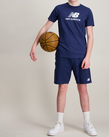 New Balance New Balance French Terry Stacked Logo Short Blå Shorts Gutt - Kids Brand Store