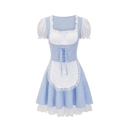 Mub- Bavaria Beer Festival Costume Maid Cosplay red Dress Carnival Party checkboard Fairy Dress for Girl maid dress 2