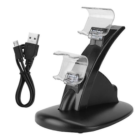 Dobbelt Oplader Controller Stand Desktop Oplader til PlayStation 4 Spillekonsol Joystick [DB]