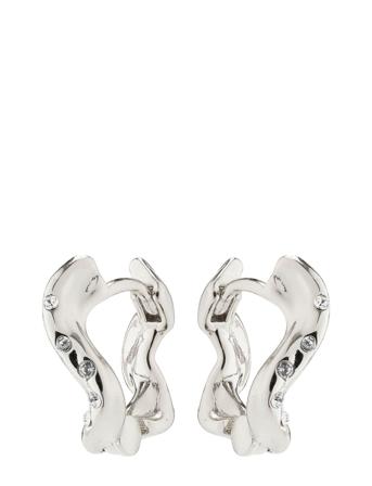 Evra Recycled Organic Shaped Crystal Hoops Silver-Plated Accessories Jewellery Hopea Pilgrim