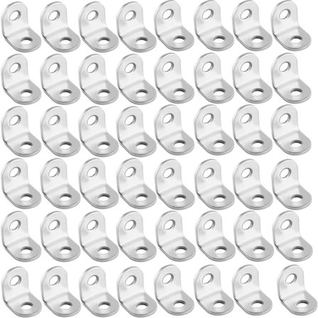 L-kulmaraudat (50 kpl) Ruostumattomasta teräksestä valmistetut tukikulmat 90 asteen kulmakiinnikkeet hopeanväriset kulmaraudat puulle, pleksilasille, 