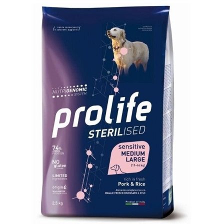 Prolife Dog Sterilised Sensitive Adult Medium/Large Pork & Rice