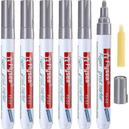 6 fliser fugepen væg fuge restaurator reparation markør fugemasse pen til badeværelse gulv væg flise restaurering (lys grå)