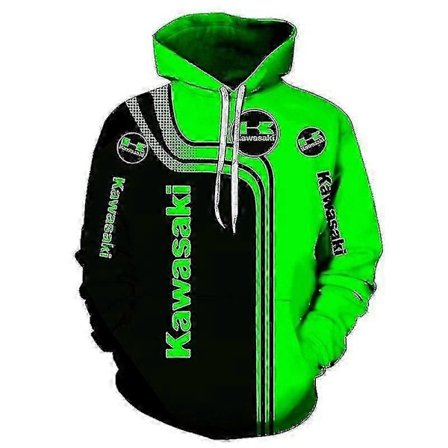 2022 Och Ny Kawasaki 3D-skrivare Digital Dragkedja Hoodie Motorcykel Löpar Hoodie Män Damer Ny