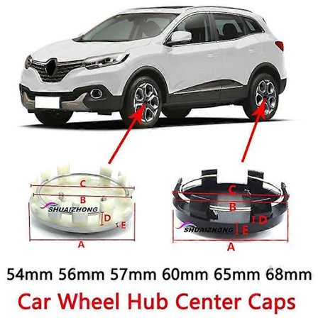 4 stk. 54 mm 56 mm 57 mm 60 mm 65 mm 68 mm 3D for felgdeksel bil hjulnav senterkopper Clio Scenic TwinGo Laguna Megane merke logo emblem