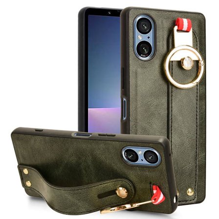 SKALO Sony Xperia 5 V PU-nahkakuori käsivarsinauhalla - Vihreä