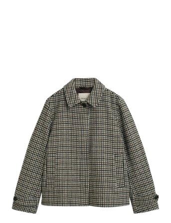 GANT | Checked Short Wool Blend Car Coat | XL/XXL