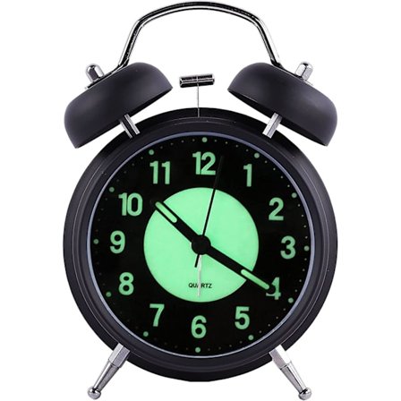 Retro Lysende Vækkeur Morgen Stille Quartz Sengeur Vækkeur, Rejse Analog Ur Vækkeur Batteridrevet Ikke-tikende Dobbelt Klokke Børns