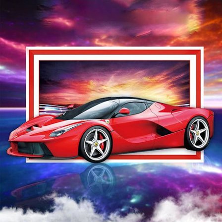 30 x 40 cm, rød sportsvogn Diamond Painting Broderi Diamond Pa