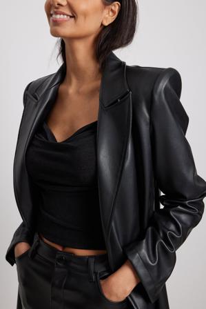 NA-KD Party Débardeur à décolleté cascade carré - Hauts sans manches - Noir - XX-Small