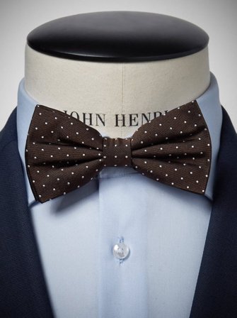 John Henric Men's Braune Gepunktete Fliege Size Pre-tied