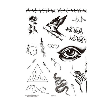 Sorte midlertidige tatoveringer - pakke med 5 model 2