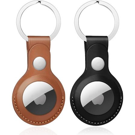 Avaimenperäkotelo Apple Airtagille - Nahkakotelo avaimenperällä Airtag-paikantimelle, Kotelo Airtagille Anti-lost Anti-scratch GPS (Ruskea/Musta)