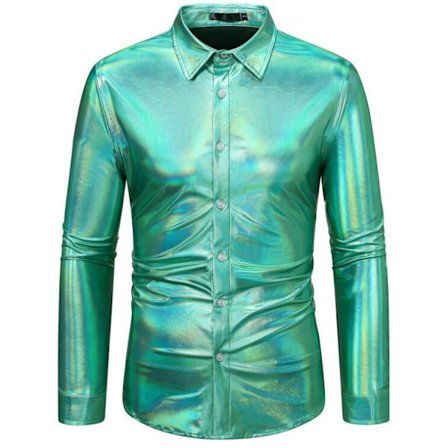 Mænds Langærmet Slim Fit Skinnende Skjorte