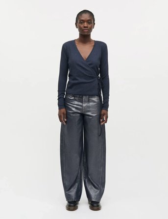 Mads Nørgaard 2X2 Lurex Susi Ls Top - Navy - S