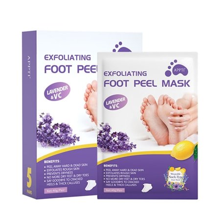 Exfolierande fotmask med lavendel och exfolierande fotmask för död hud, 5 par