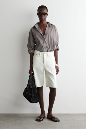 COS Women's Longline Denim Shorts in White