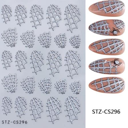 Halloween Nagel Klistermärken Svarta Katt Spöken Spindel Webbdesign Decals Holographic Själv-Adheiva Slider Manikyr Konst Och Dekoration STZ-CS296