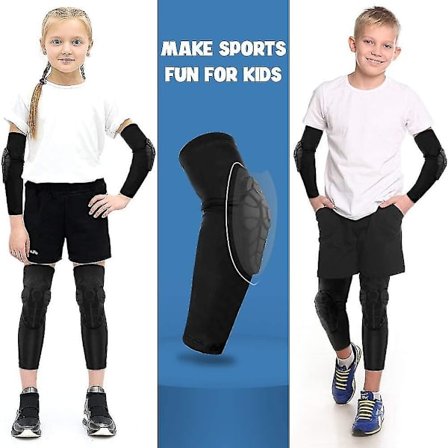 Børn/Unge Sport Honeycomb Kompressions Knæbeskyttere Albuebeskyttere Beskyttelsesudstyr til Basketball, Baseball, Fodbold, Volleyball, Brydning, 