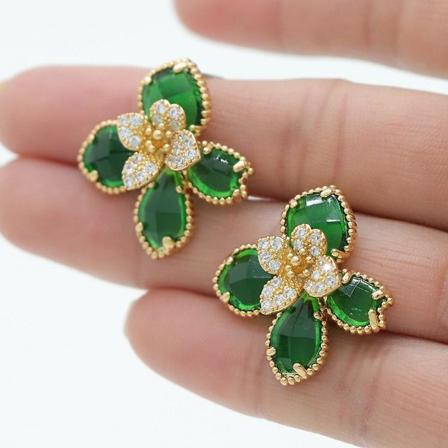 Øredobber Vintage Heart Stud motesmykker Ac6074 green