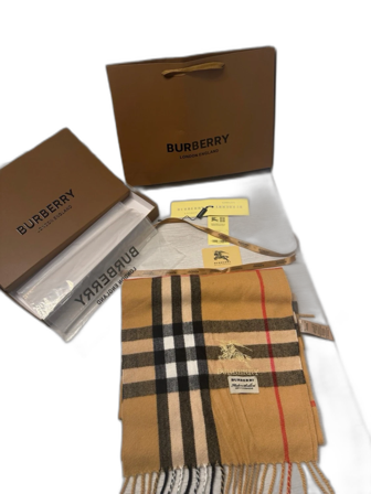 Rutig beige cashmere halsduk Burberry