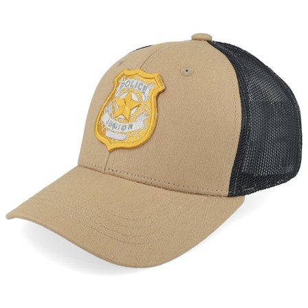 Kiddo Cap - Beige - trucker - Cap - Kids 3d Police Badge Junior Caramel/Black Trucker - Hatstore