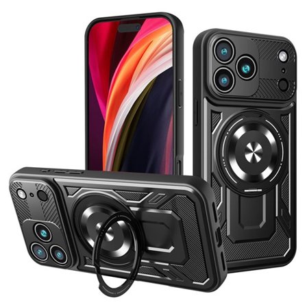 Skyddsskal med MagSafe och ringgrepp till iPhone 17 Pro Max – Svart