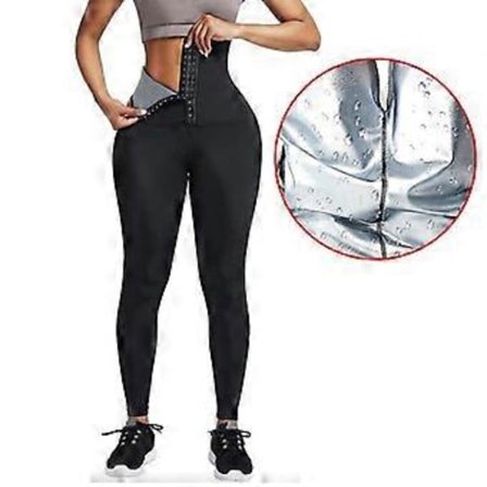 Dame Shapers Svette Sauna Effekt Slankende Leggings Korsett Body Shaper Midje Smale Kompresjons Leggings (L)
