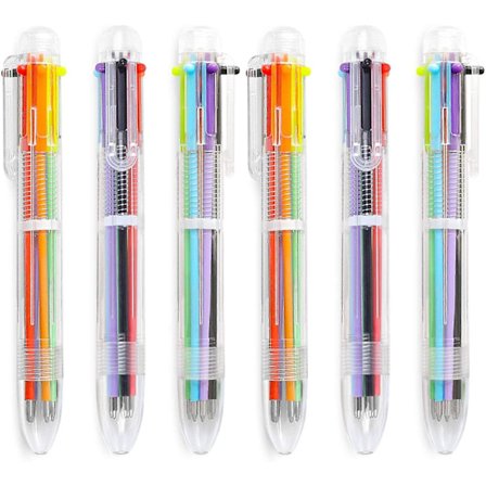 12 Pack 0.5mm 6-in-1 Multicolor Ballpoint Pen 6 Colors Retractable Ballpoint Pens (12 Pack)