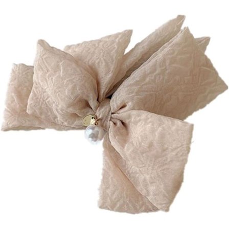 Vertikal Clip Hästsvans Clip Söt Pärlhänge Rosett Bananklipp Huvudbonad Temperament Kvinnliga Håraccessoarer (Aprikos)