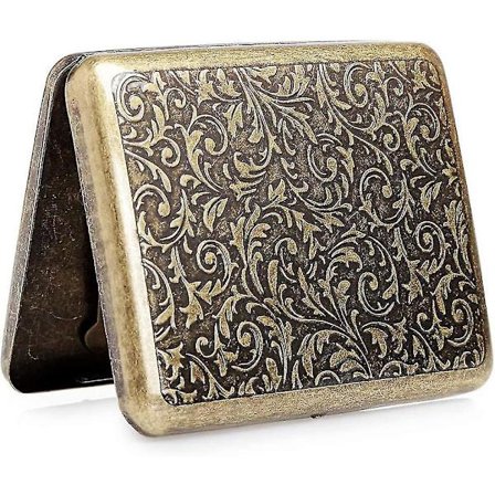 Metallinen savukekotelo 20 savukkeelle, antiikkinen savukekotelo kaiverruksella (2-cc)