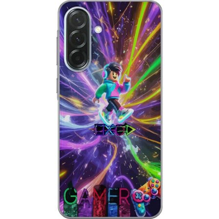 Kompatibelt Mobilskal till Samsung Samsung Galaxy A36 AC DC-logotyp delad i röd eld och blå rök, dramatisk rockestetik med kraftfull kontrast mot s