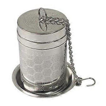 304 Rostfritt Stål Te-sil Tekanna Filter med Bricka Te-bryggare Metallstruktur Te-tillbehör för Hem och Kontor