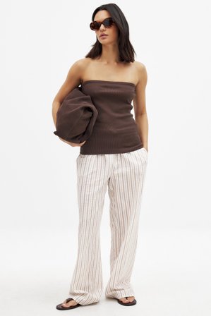 NA-KD - Ribbet tubetopp - Tube topp - Brun - L