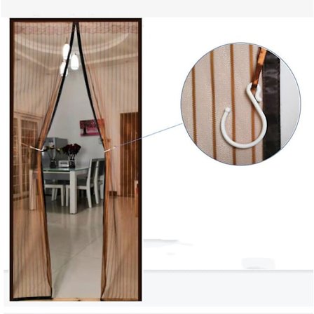 Dørgardin mot insekter, myggnett magnetisk dør 80x210cm (brun)