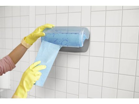 VILEDA Svampduk, Quick 'n Dry, bomull och cellulosa, 250 mm x 10 m, blå - Lyreco - Städ och hygien - Städdukar och diskdukar - Diskdukar och 