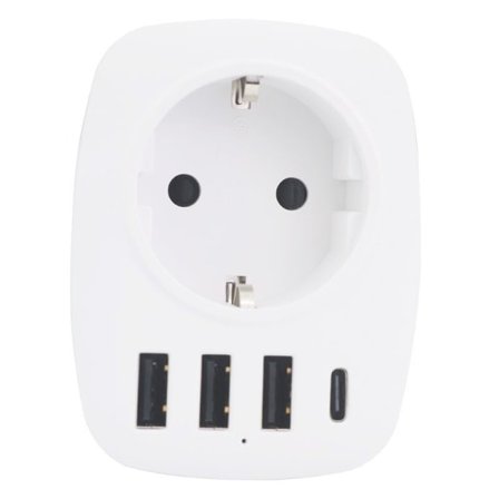 USB-kontakt for flere stikkontakter, USB-lader med flere uttak med 1 AC-utgang, 1 USB C og 3 USB-porter, stikkontakt kompatibel med iPhone/iPad, 
