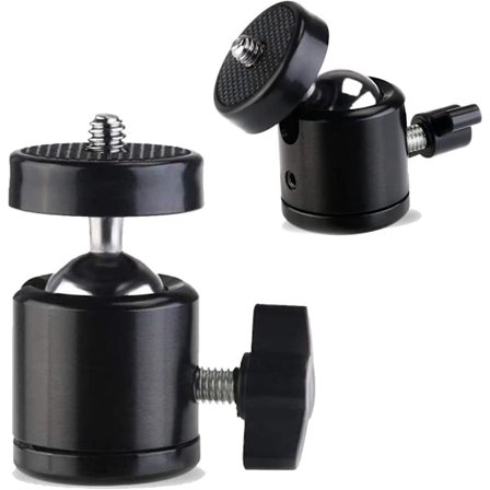 Universal 1/4-tommers Mini Svivelkulehode Stativfeste (2-pakning)