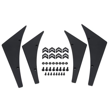 4 stk. Universal Sort Bil Front Kofanger Læbe Splitter Finner Canards Body Spoiler