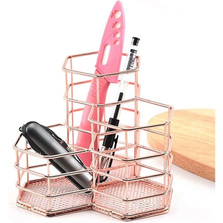 Kruka Kritor eller Ros i Mtal trippelstöd i mesh Kruka Pennor i Järn Rund Metall Pennställ Mode Organisatörer Pennställ Mode Ajou