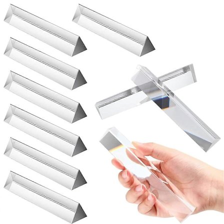 10 Pakke Klare Trekantede Prismer Optisk Glass Prismer Krystall, Lysspektrum Fysikk for Vitenskap Te