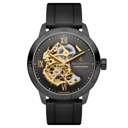 Dante II | Montre squelette noire avec bracelet en caoutchouc pour hommes - Montres squelettes - pour Hommes - Seizmont