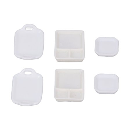 Dockskåps Köksutrustning Miniatyr Köksbordsservis Bricka Ris Tallrik Fyrkantig Tallrik DIY Fotorekvisita