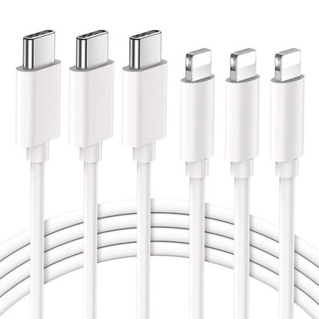 Lot 3 USB-kablar för iPhone 14 Pro - E.F.ANSLUTNING - USB C till Lightning-kabel - 1 meter vit