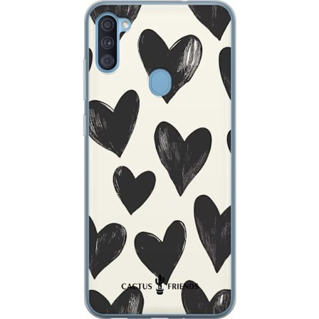 Kompatibel Mobilcover til Samsung Samsung Galaxy A11 Cactus and Friends - Bold Black Love Pattern