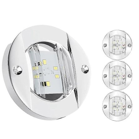 4 stk. Marine Båt Interiørlys, 12V LED Båt Dekkslys Høflighetslys 3 tommer Rund Hvit 6 LED Akterlys Tra
