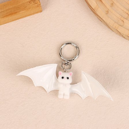 Halloween Flockad Fladdermus Katt Nyckelring Söt e Rosett Pärl Nyckelring B