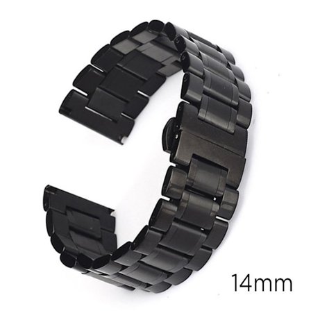 14mm elegant stainless steel watch band - Black