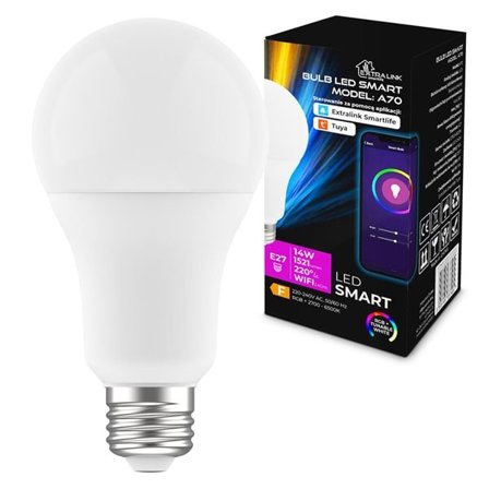 Extralink Smart Life LED-lampa E27 A70 – RGB – WiFi – 2700–6500K – 11W